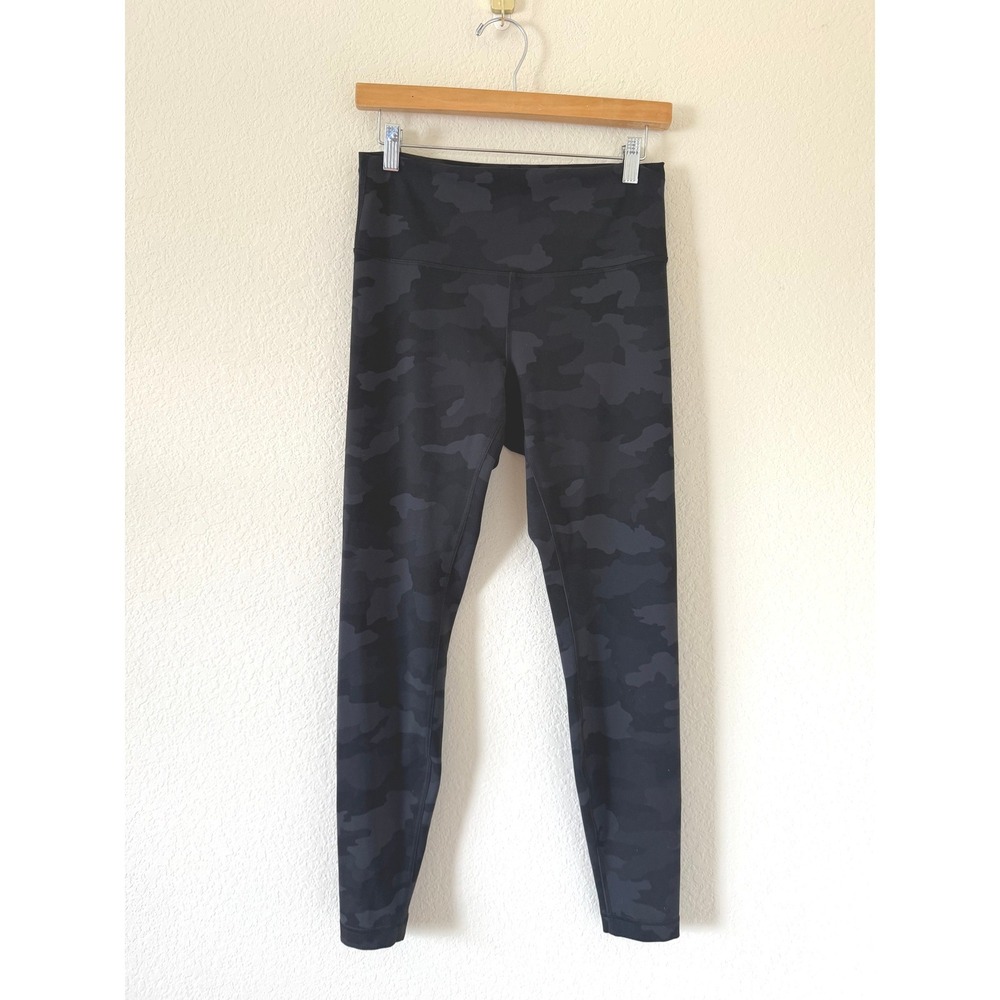 Lululemon Wunder Train High-Rise Camo Black Grey Leggings 28" Size 10 LW5DJ3S